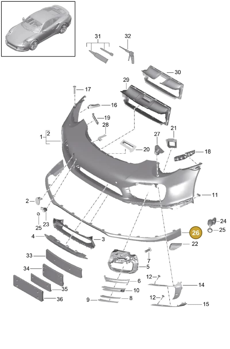 99950774509 — Porsche 911 (2013-2020) diagram p42802000, position 26