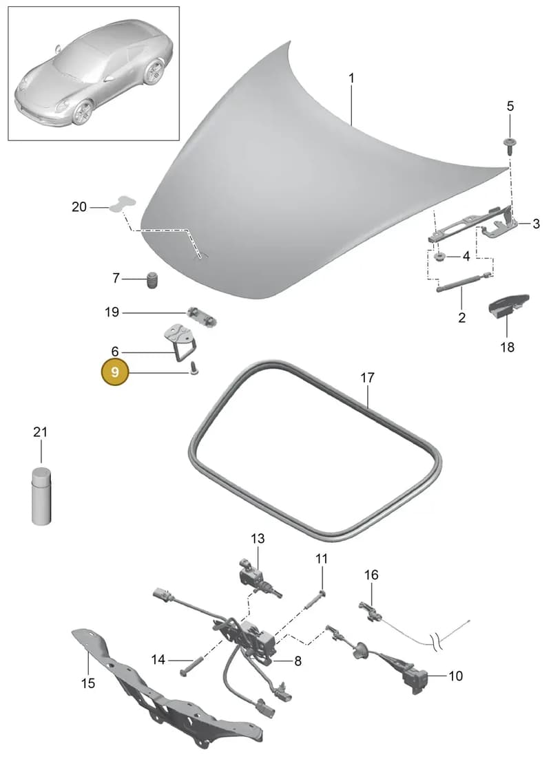 99950778501 — Porsche 991 Carrera 4 (2011-2016) diagram p38803000, position 9