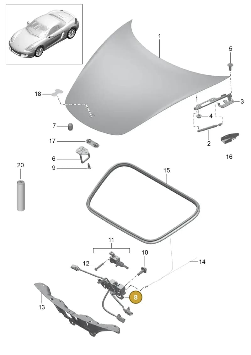 99950778501 — Porsche Boxster (2012-2016) diagram p39803000, position 8