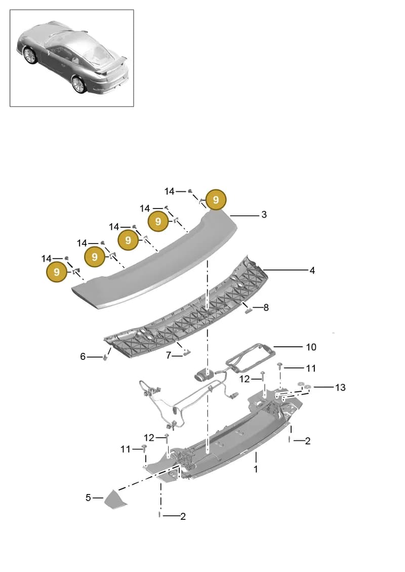 99950778501 — Porsche 911 (2013-2020) diagram p41803020, position 9+19