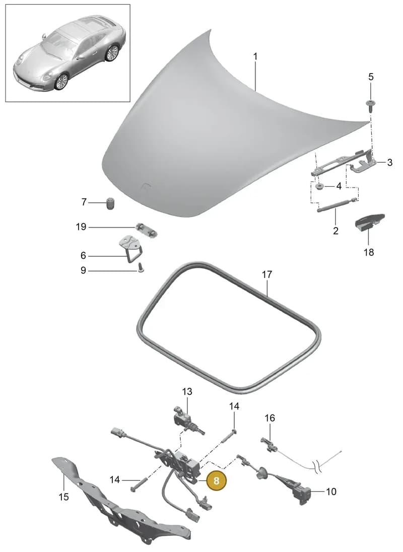 99950778501 — Porsche 911 (2016-2019) diagram p47803000, position 8
