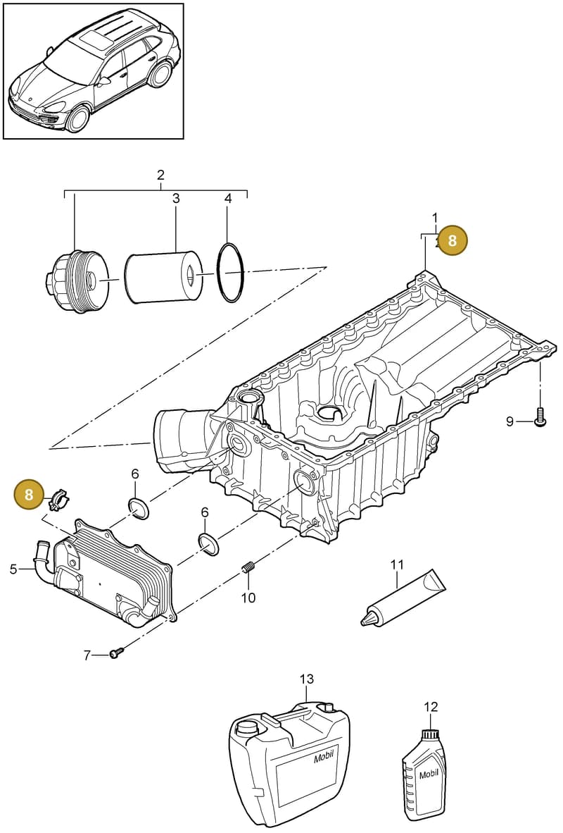 99950779340 — Porsche Cayenne (2010-2018) diagram p37104010, position 8
