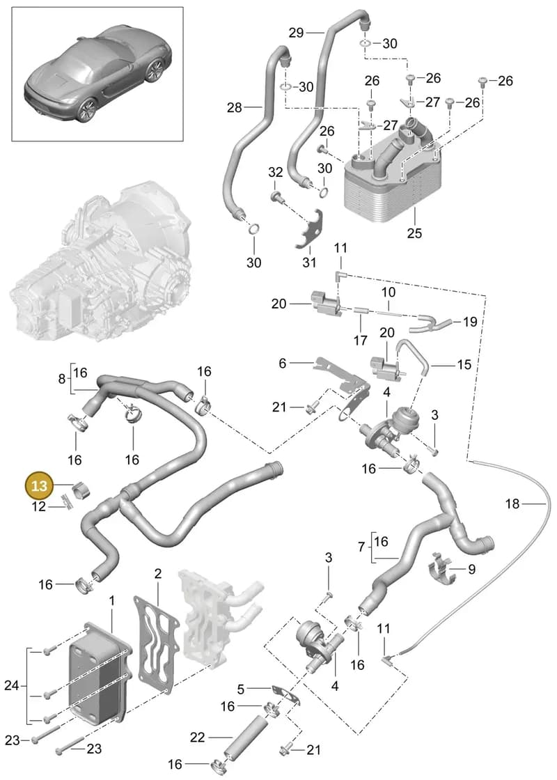 99950779340 — Porsche Boxster (2012-2016) diagram p39360000, position 13