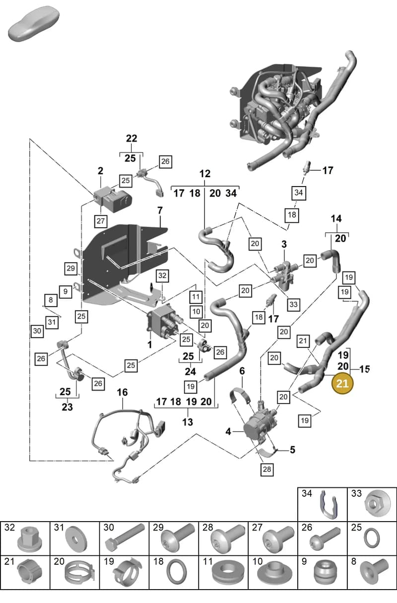 99950779340 — Porsche Panamera (2020-2023) diagram p58815300, position 21