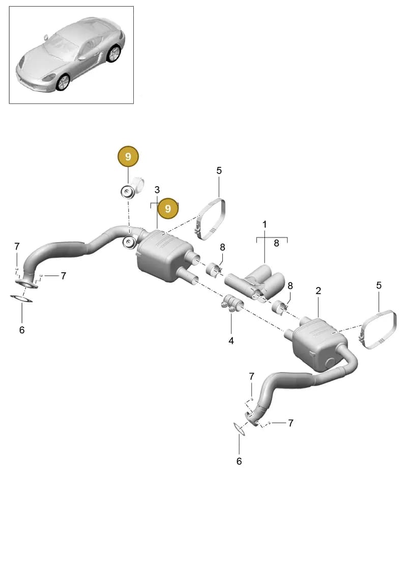 99950782140 — Porsche Cayman (2016-2019) diagram p50202010, position 9