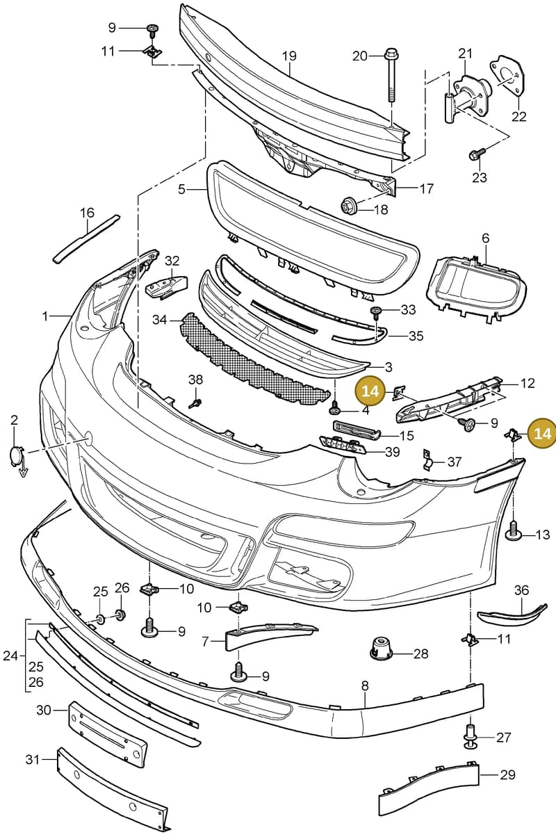 99950784901 — Porsche GT3 RS (2006-2011) diagram p29802000, position 14