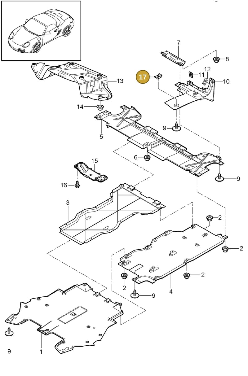 99950784901 — Porsche Boxster S (2008-2012) diagram p33801070, position 17