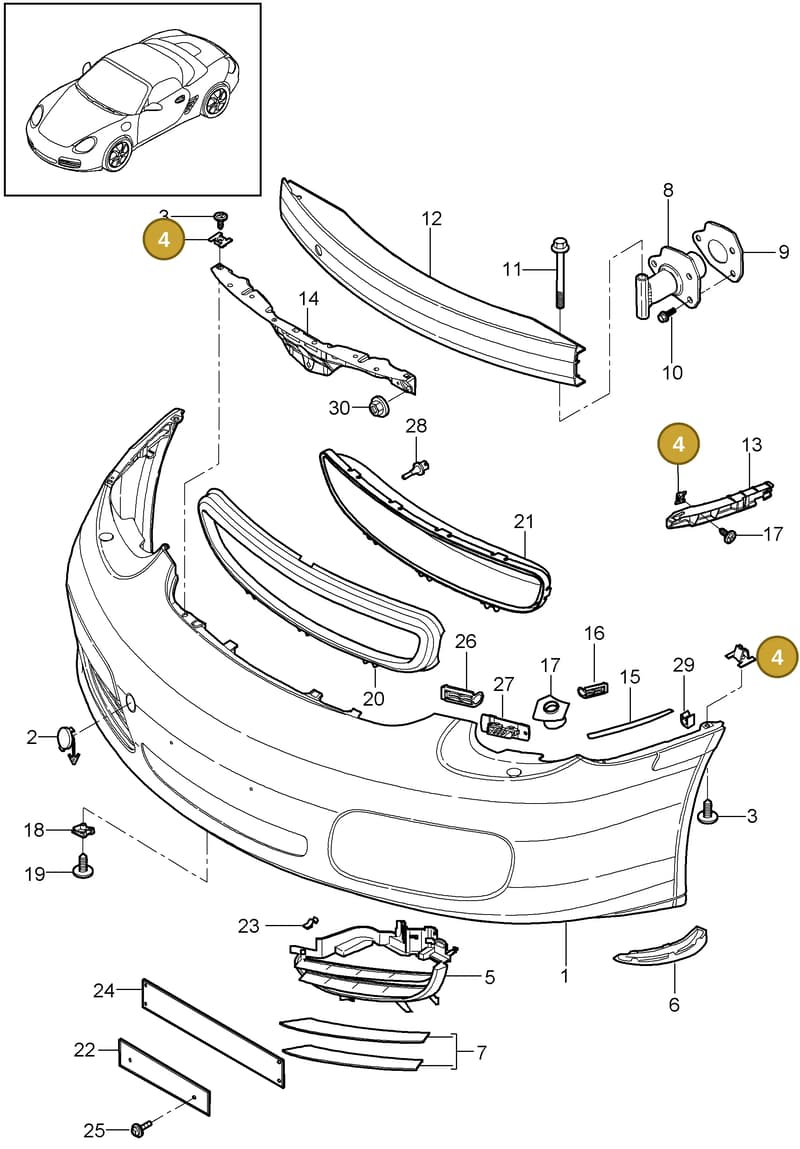 99950784901 — Porsche Boxster S (2008-2012) diagram p33802000, position 4