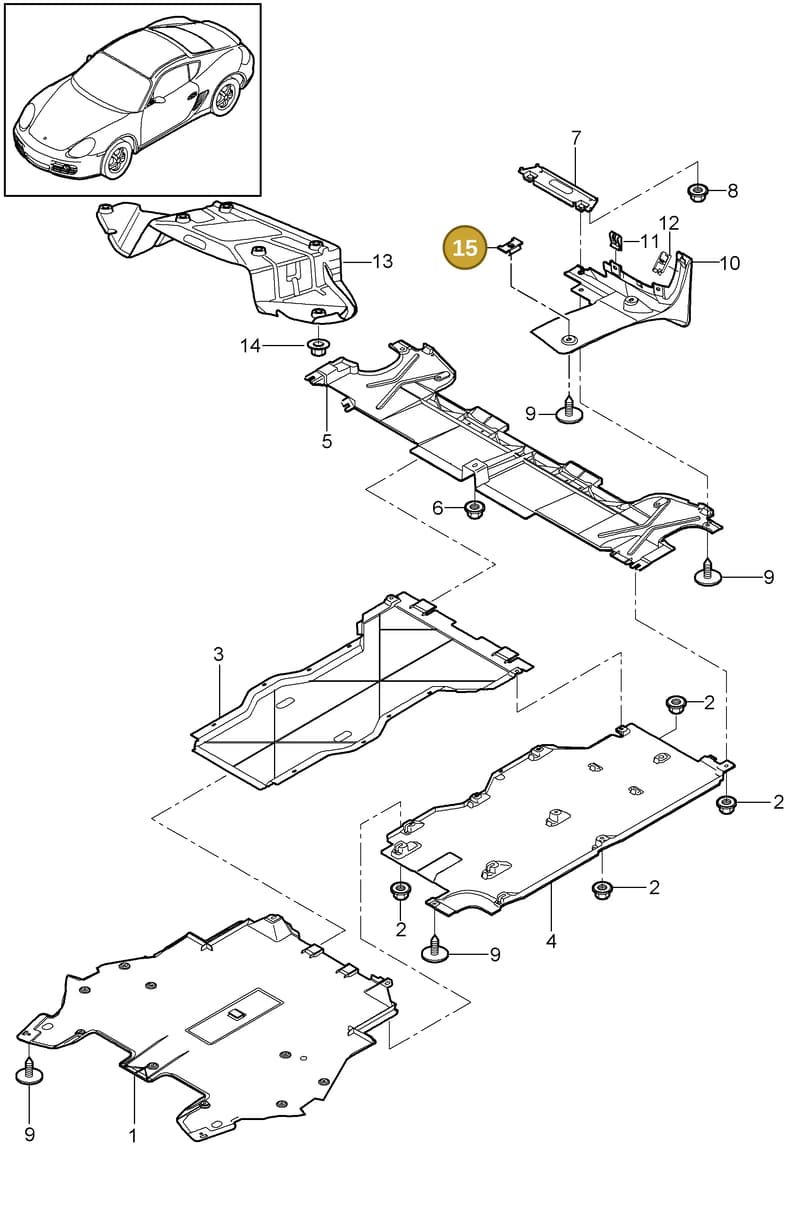99950784901 — Porsche Cayman (2008-2012) diagram p34801070, position 15