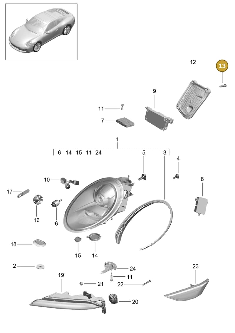 99950789740 — Porsche 911 (2016-2019) diagram p47905000, position 13