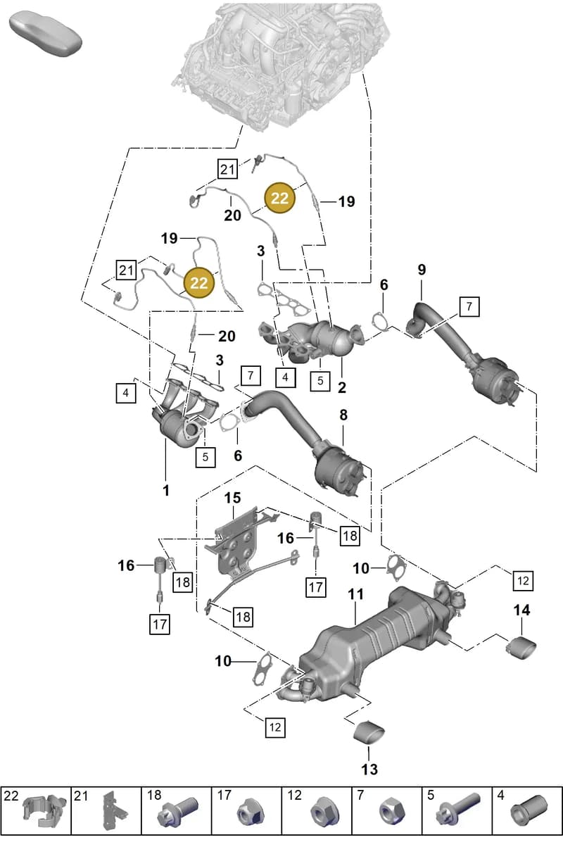 99950790940 — Porsche Boxster Spyder (2019-2020) diagram p54202005, position 22