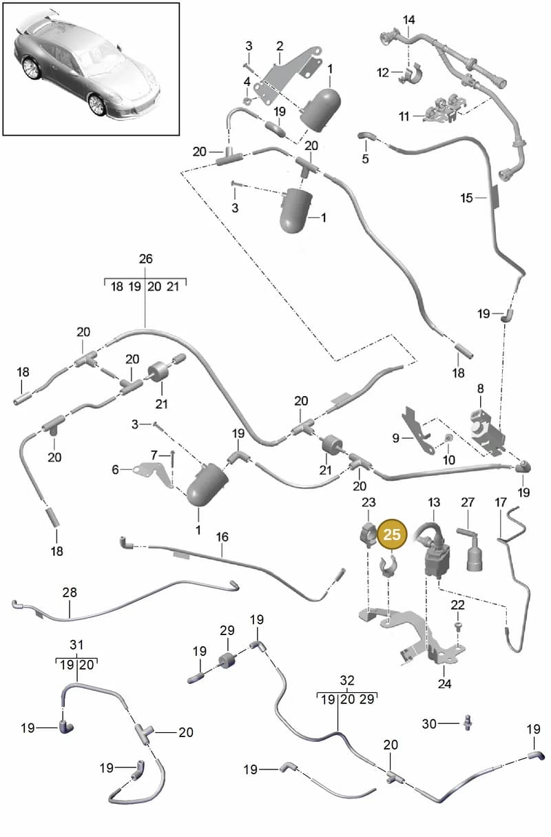 99950793040 — Porsche 911 (2013-2020) diagram p41107000, position 25