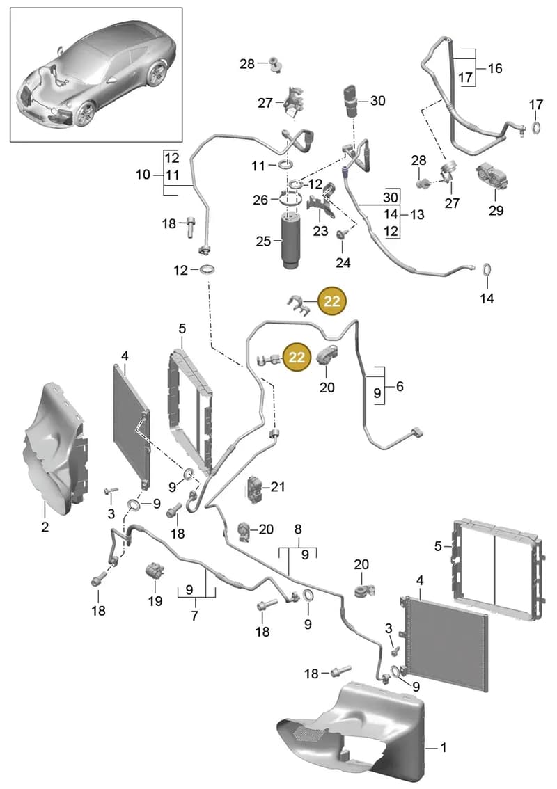 99950796940 — Porsche 991 Carrera 4 (2011-2016) diagram p38813020, position 22