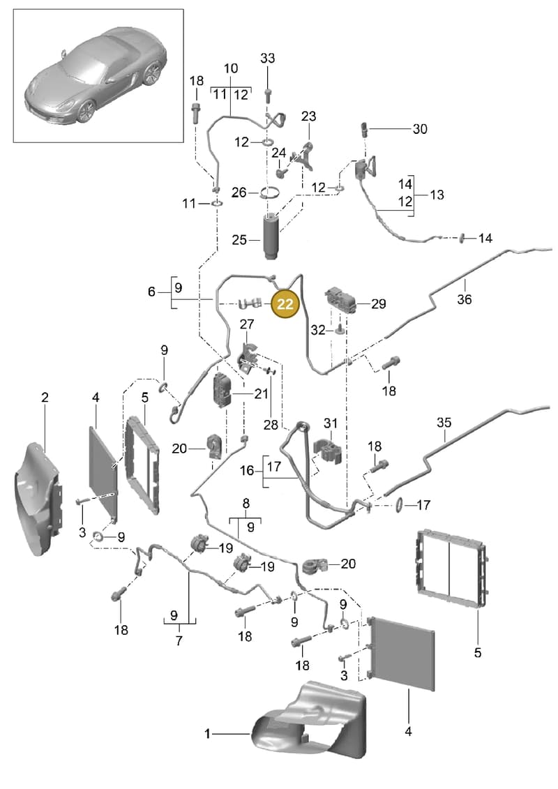 99950796940 — Porsche Boxster (2012-2016) diagram p39813020, position 22