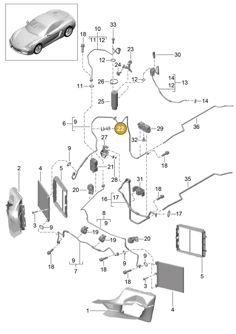 99950796940 — Porsche Cayman (2013-2016) diagram p40813020, position 22
