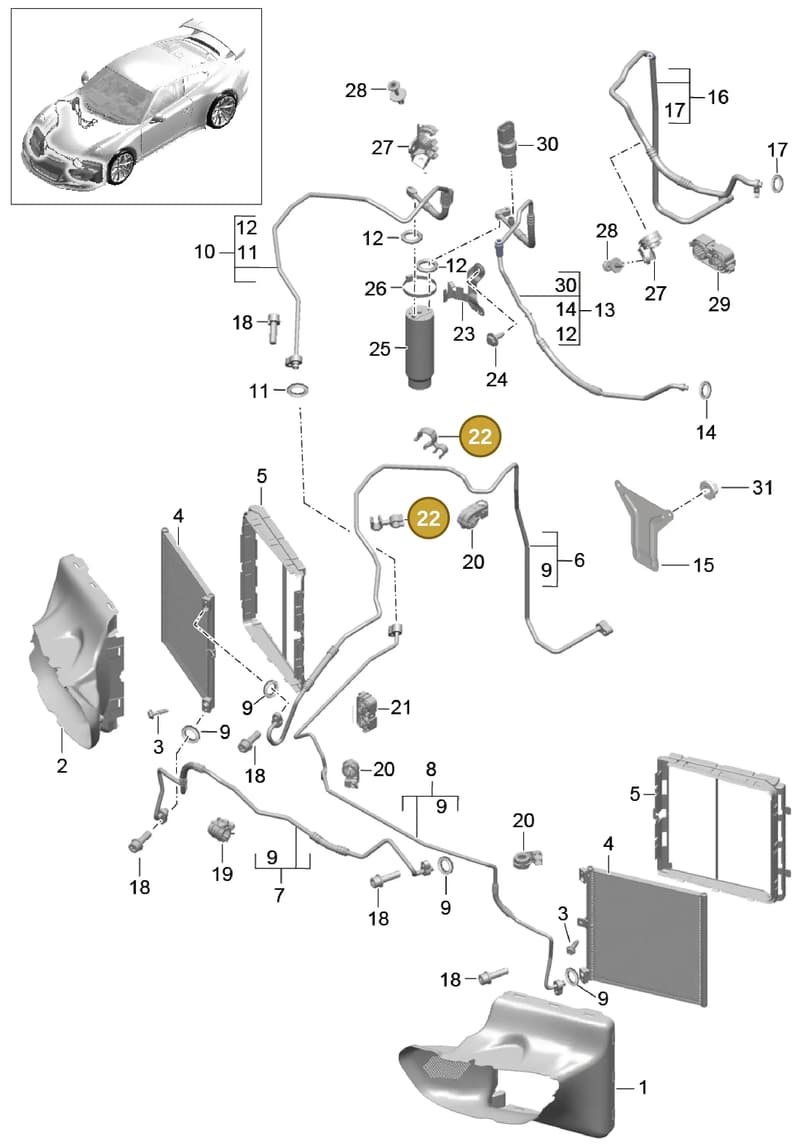 99950796940 — Porsche 911 (2013-2020) diagram p41813020, position 22