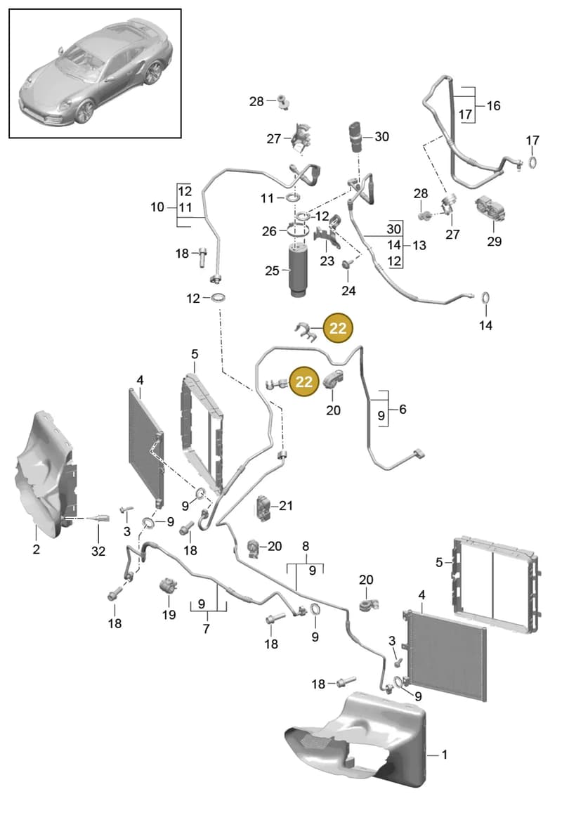 99950796940 — Porsche GT2 RS Clubsport (2013-2020) diagram p42813020, position 22