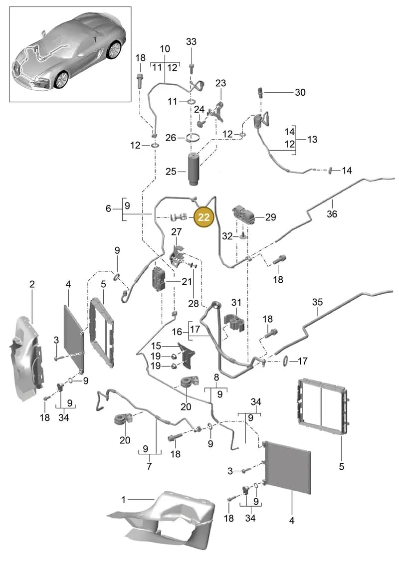 99950796940 — Porsche Boxster Spyder (2015-2016) diagram p46813020, position 22