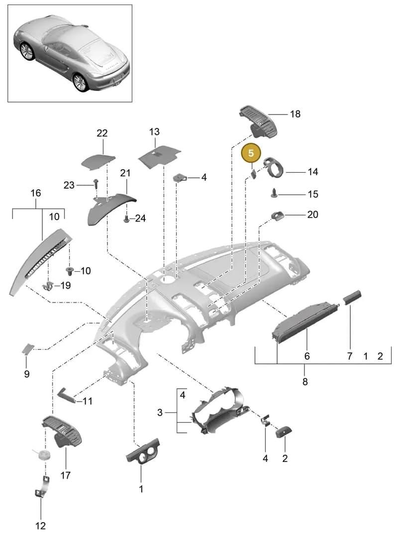 99950797101 — Porsche Cayman (2013-2016) diagram p40809005, position 5
