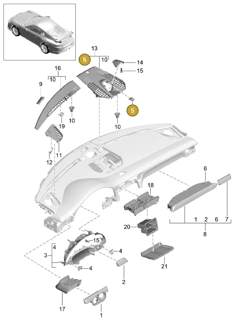 99950797101 — Porsche 911 (2013-2020) diagram p41809005, position 5