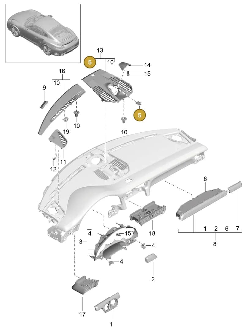 99950797101 — Porsche GT2 RS Clubsport (2013-2020) diagram p42809005, position 5