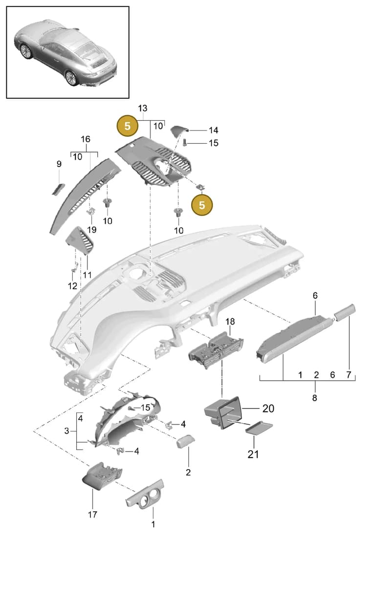 99950797101 — Porsche 911 (2016-2019) diagram p47809005, position 5