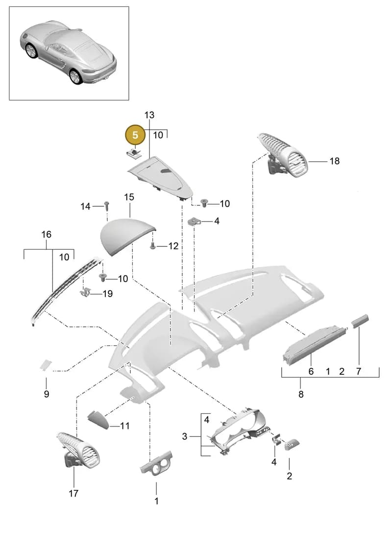 99950797101 — Porsche Cayman (2016-2019) diagram p50809005, position 5