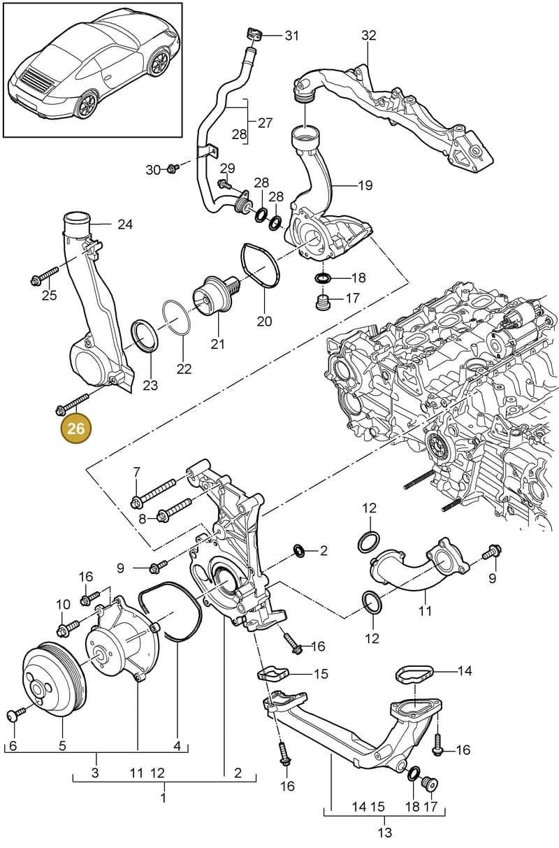 99951124440 — Porsche 911 Carrera (2008-2012) diagram p32105000, position 26