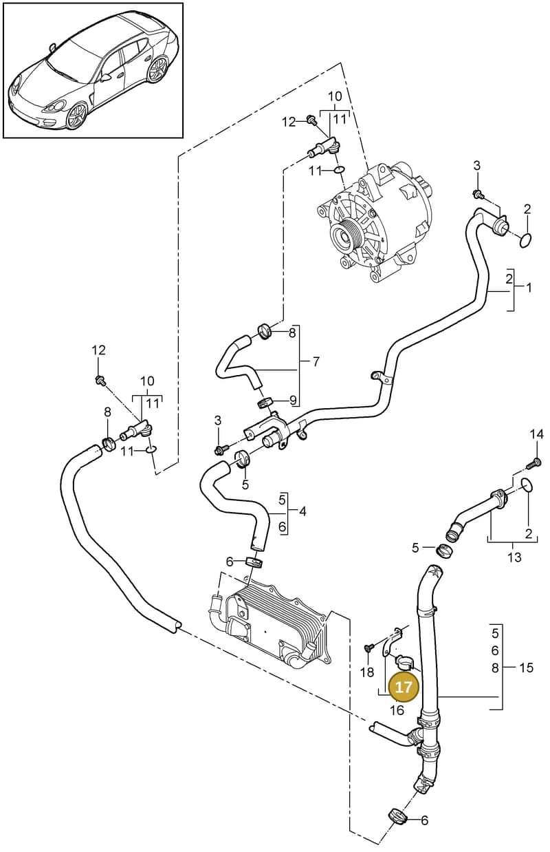 99951124440 — Porsche Panamera (2009-2016) diagram p35105030, position 17