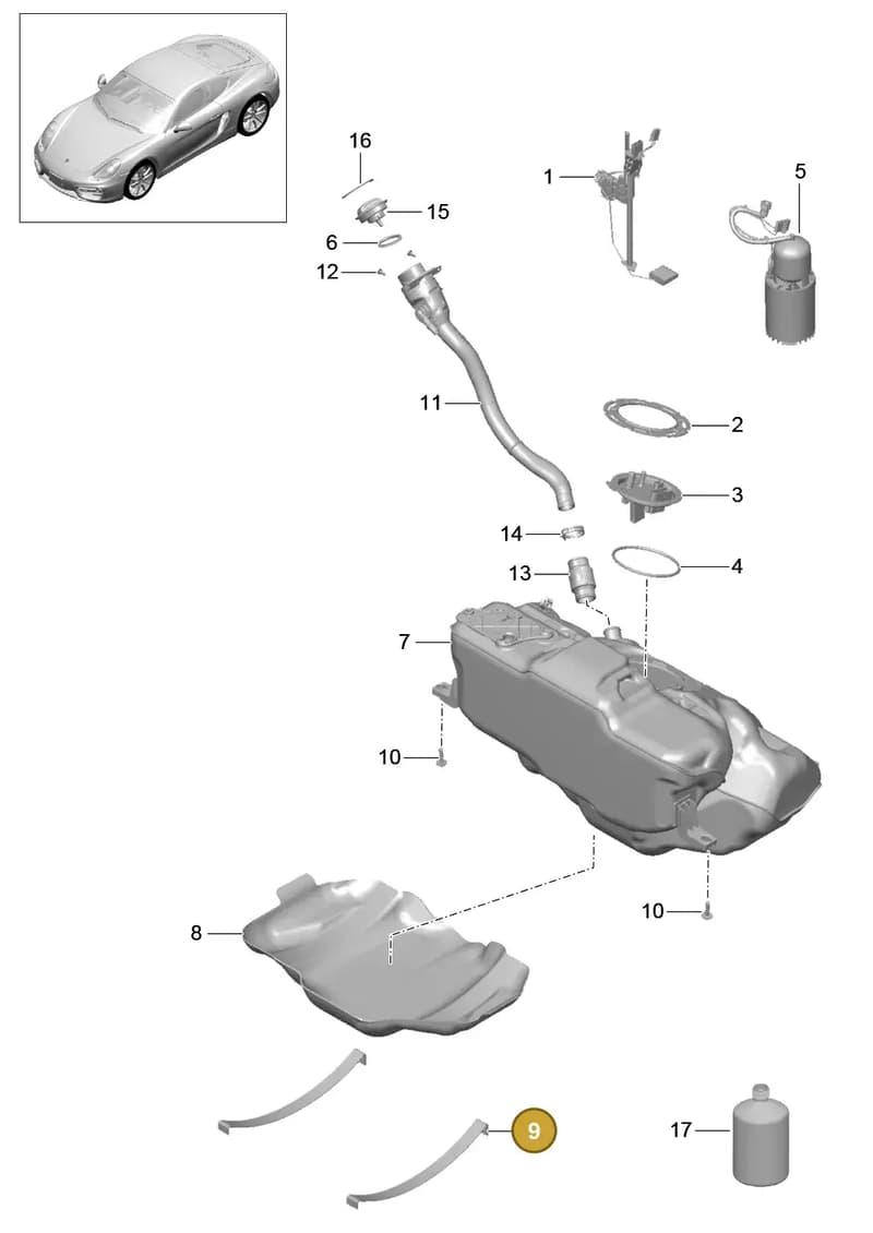 99951174940 — Porsche Cayman (2013-2016) diagram p40201000, position 9