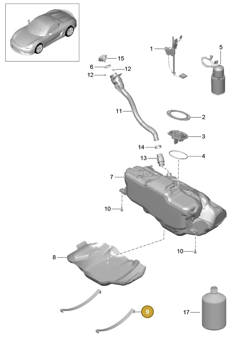 99951174940 — Porsche Boxster Spyder (2015-2016) diagram p46201000, position 9