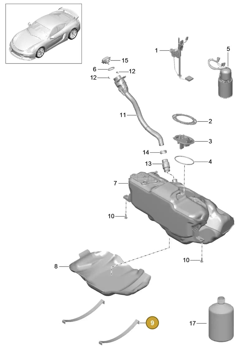 99951174940 — Porsche Cayman GT4 (2015-2016) diagram p45201000, position 9