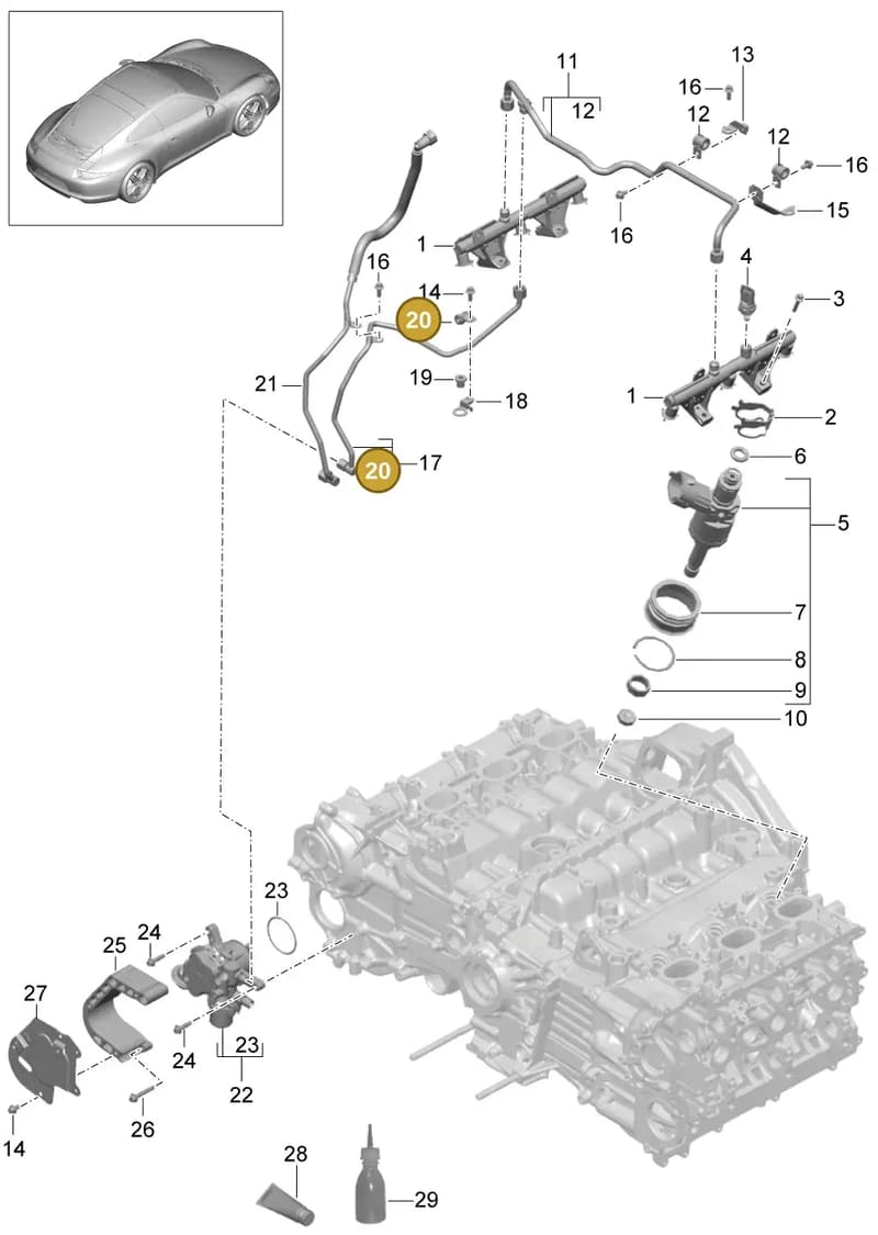 99951180101 — Porsche 991 Carrera 4 (2011-2016) diagram p38107005, position 20