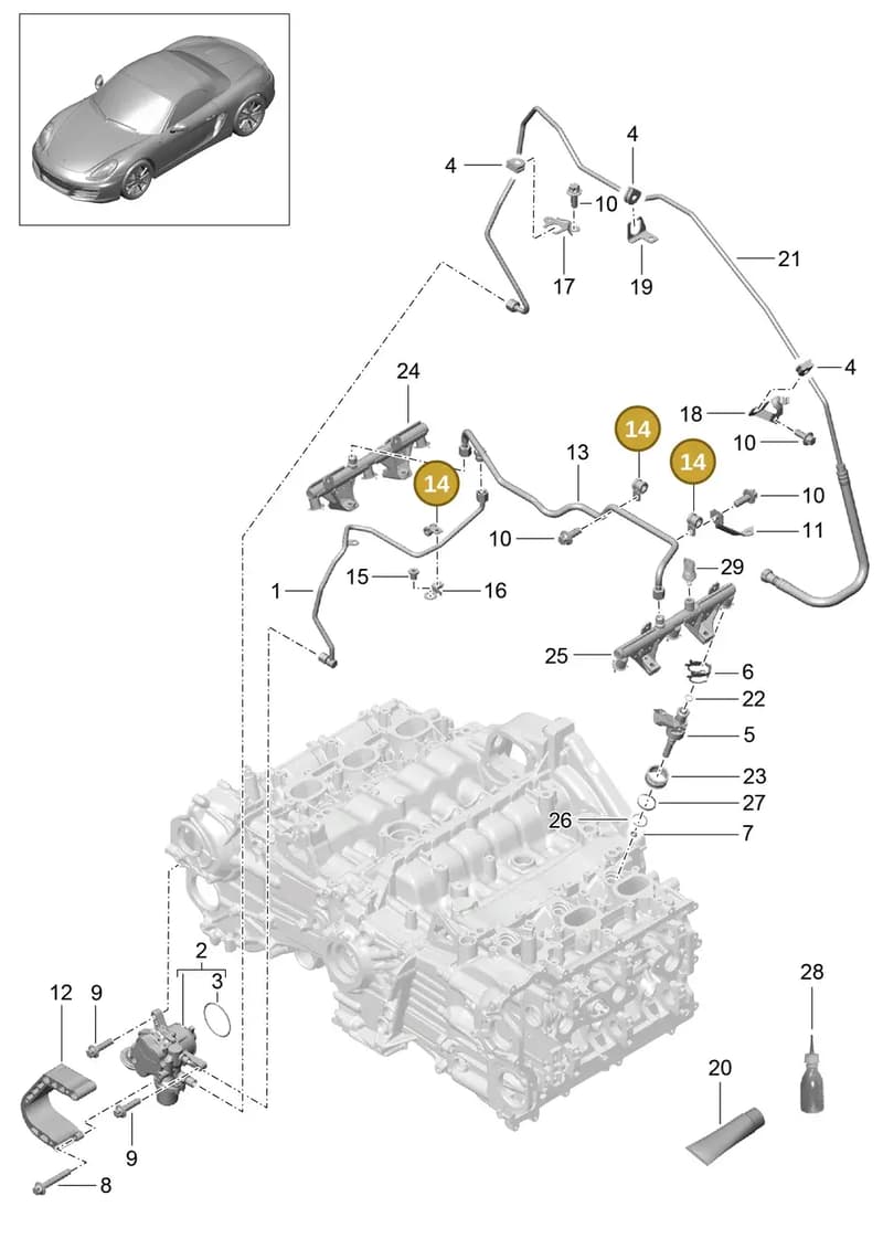 99951180101 — Porsche Boxster (2012-2016) diagram p39107005, position 14