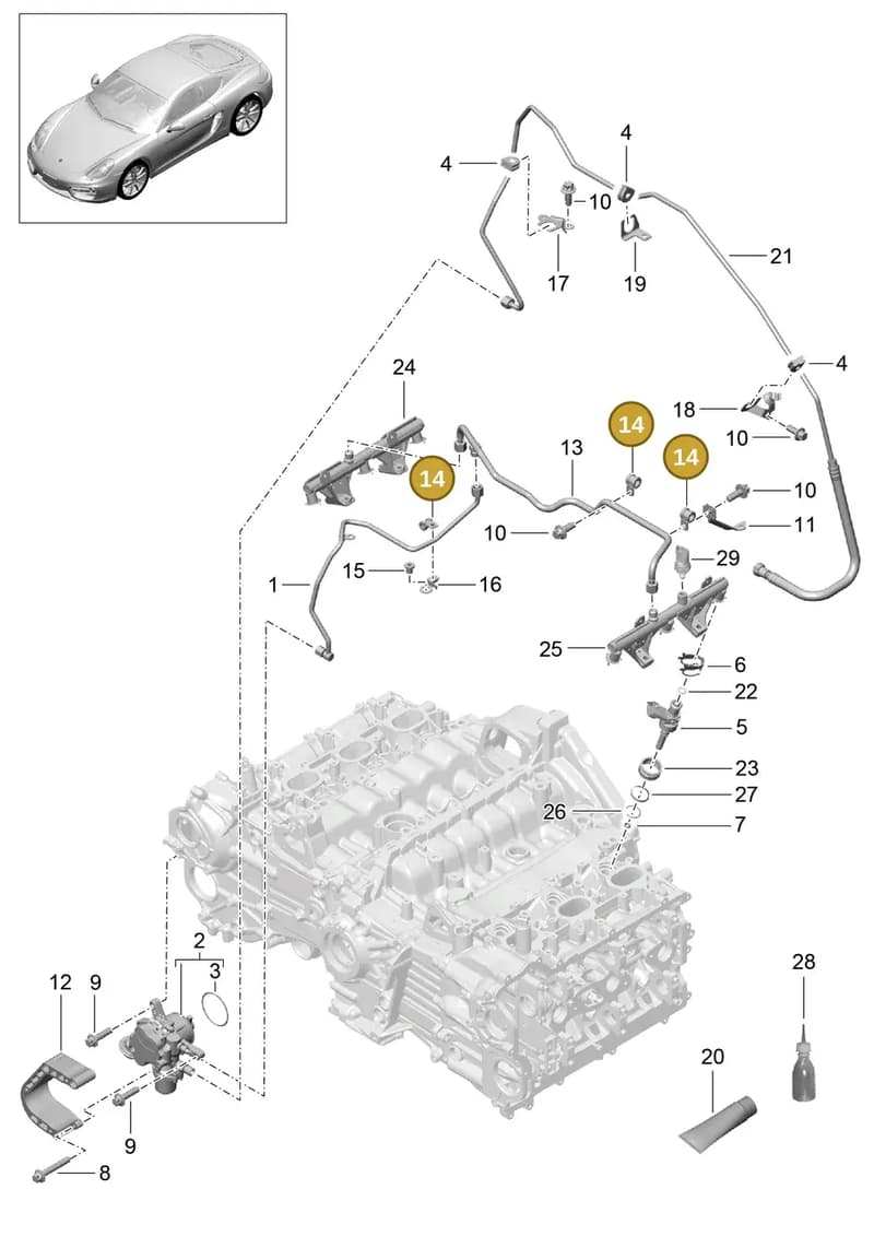 99951180101 — Porsche Cayman (2013-2016) diagram p40107005, position 14