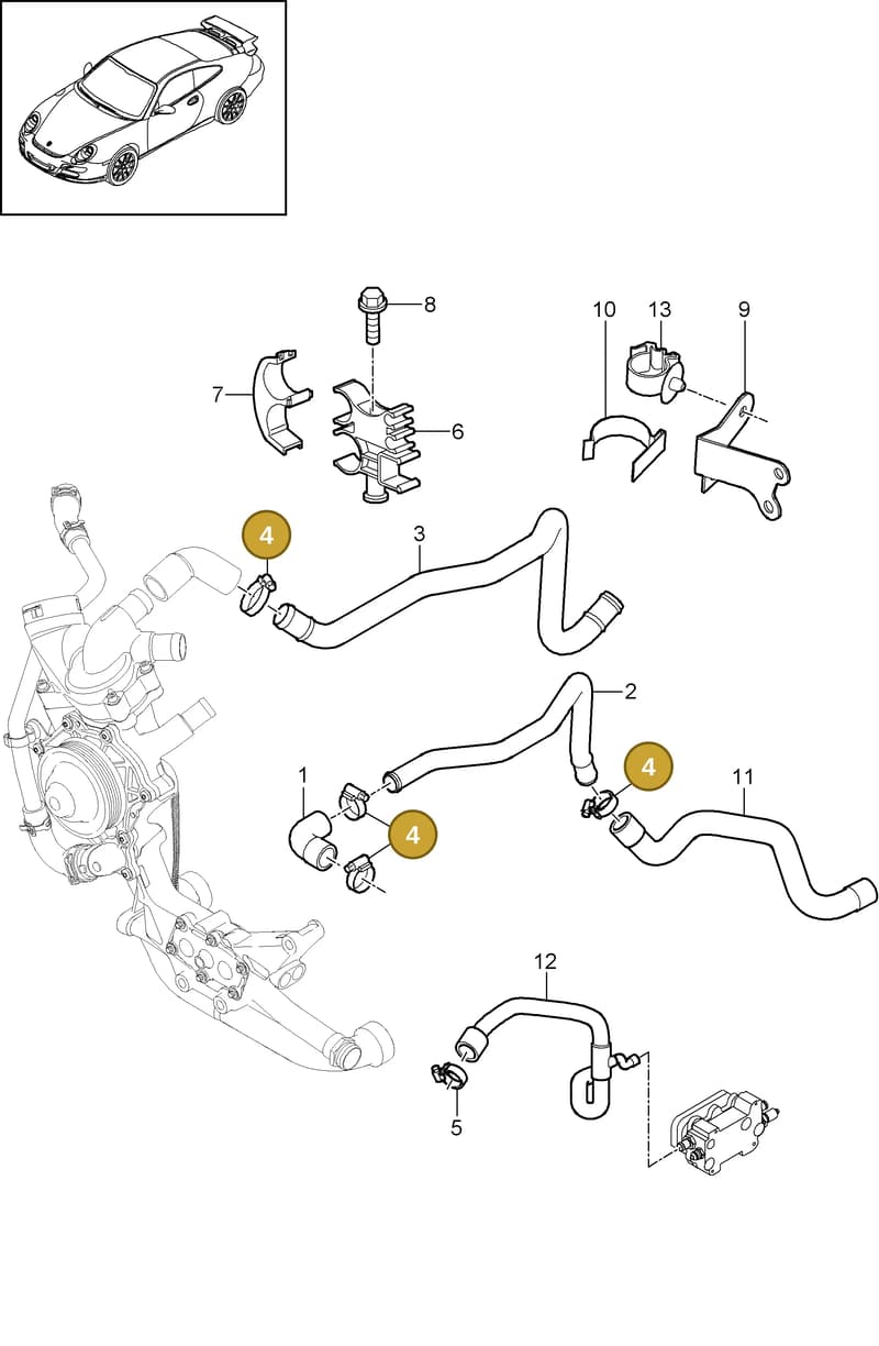 99951234601 — Porsche GT3 RS (2006-2011) diagram p29105004, position 4