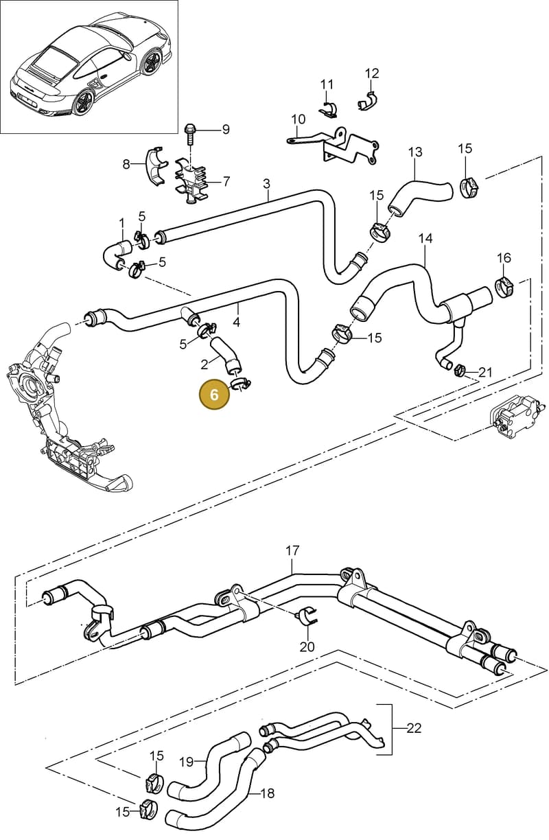 99951234601 — Porsche Turbo (2006-2009) diagram p30105003, position 6
