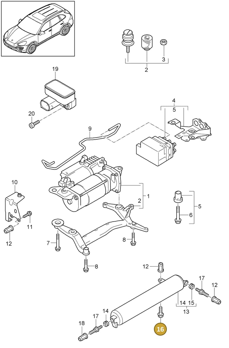 99951245700 — Porsche Cayenne (2010-2018) diagram p37606000, position 16