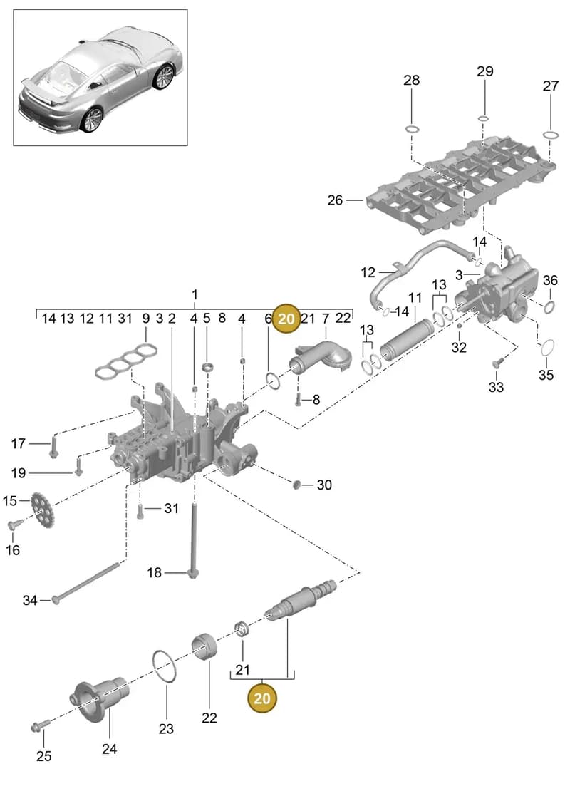 99951261009 — Porsche 911 (2013-2020) diagram p41104000, position 20