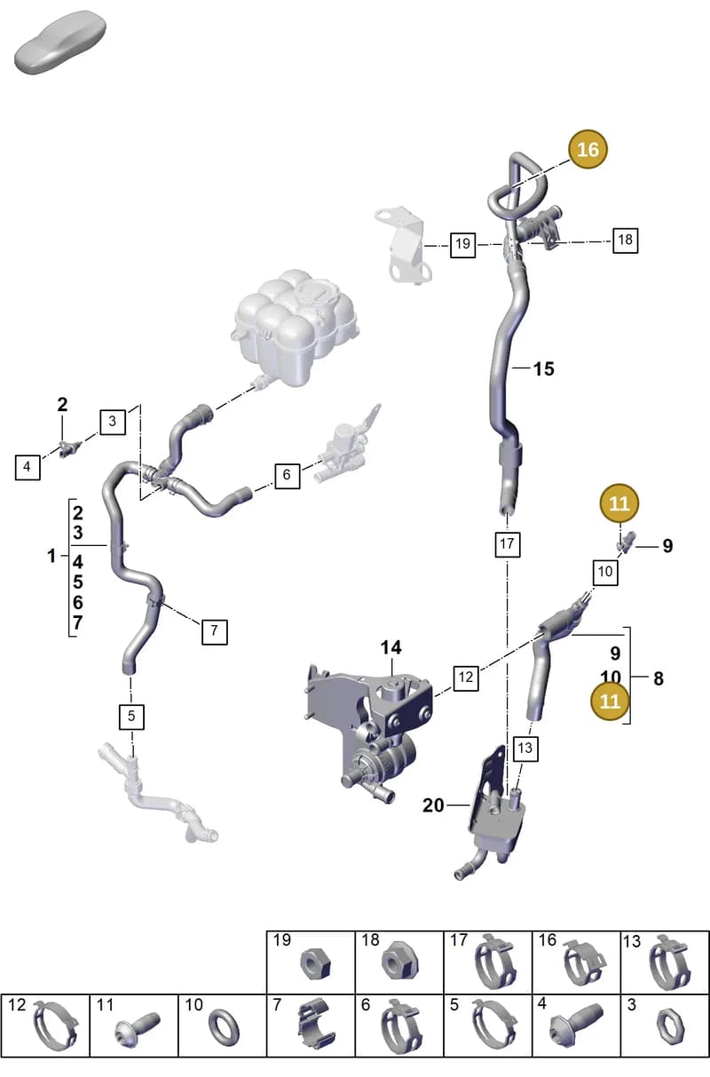99951265009 — Porsche Cayenne Coupe (2023-2023) diagram p60105380, position 11+16