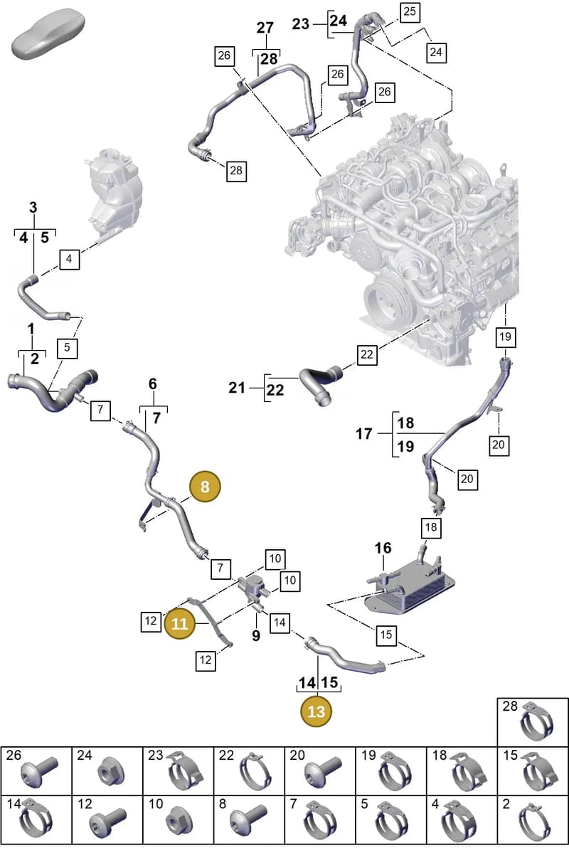 99951265009 — Porsche Panamera (2023-2025) diagram p62105330, position 8+11+13