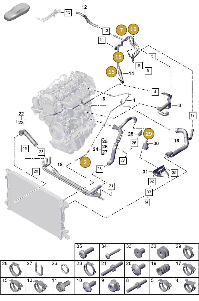 99951265809 — Porsche Cayenne Coupe (2023-2023) diagram p60105300, position 2+7+10+15+29