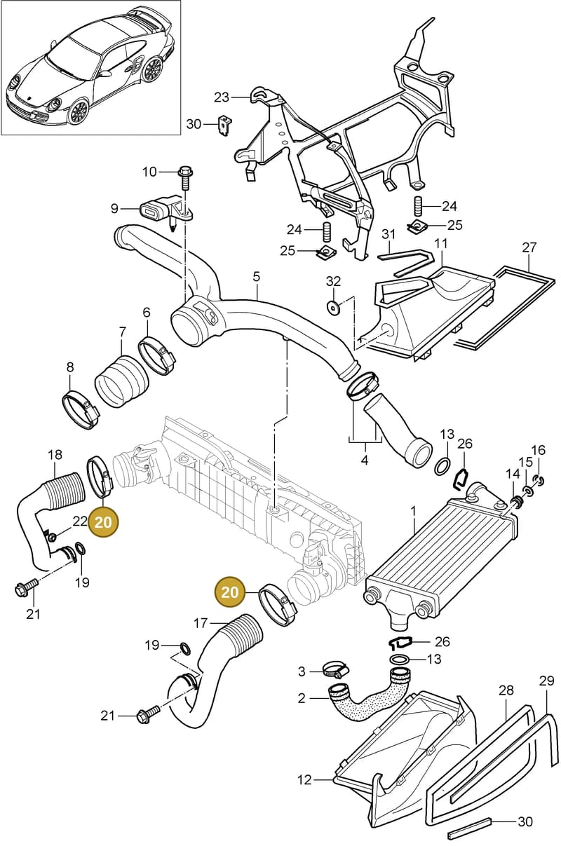 99951269801 — Porsche Turbo (2006-2009) diagram p30107020, position 20