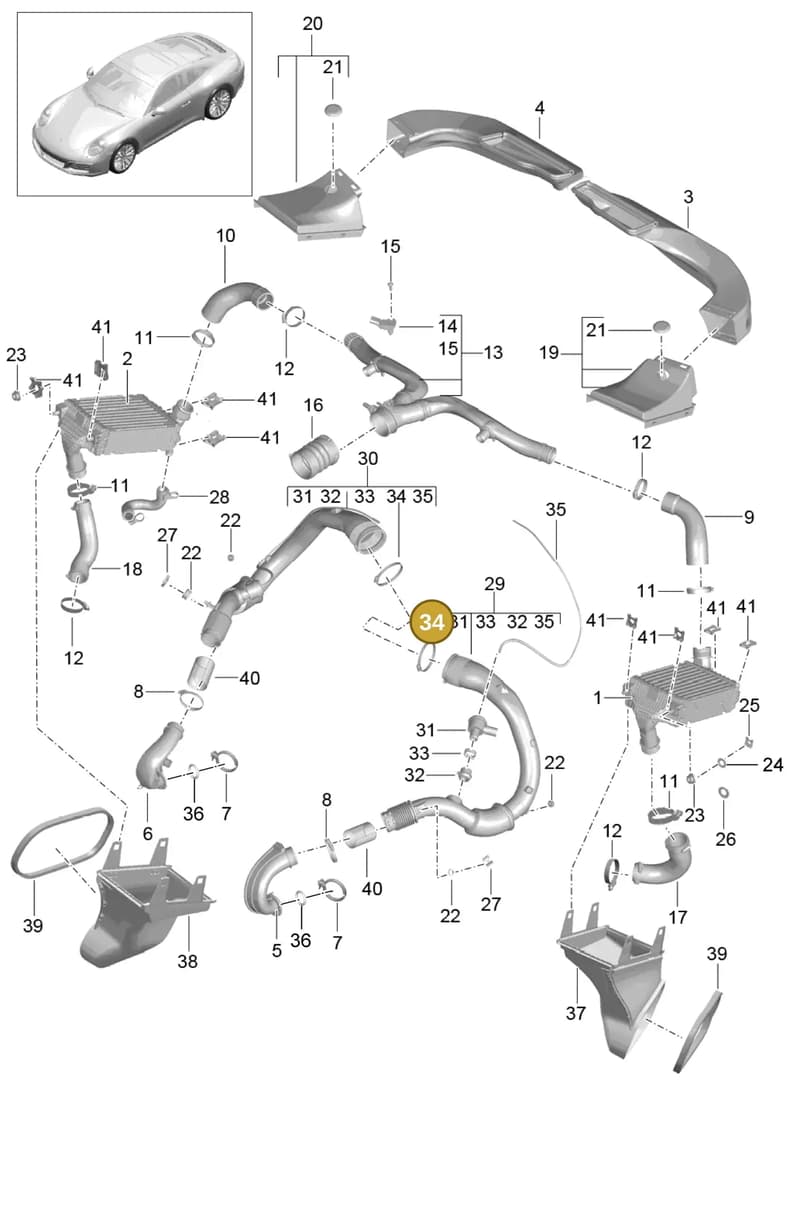99951269801 — Porsche 911 (2016-2019) diagram p47107020, position 34