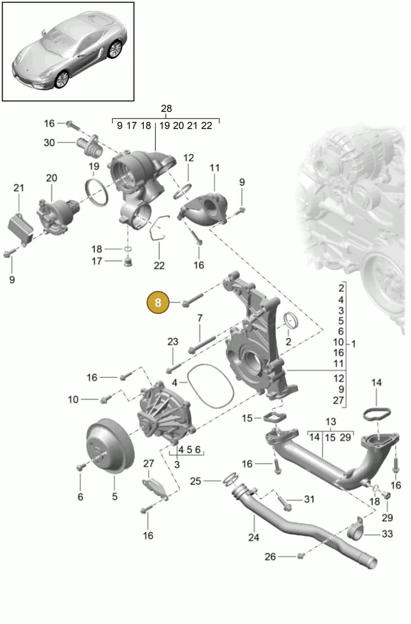 99951270901 — Porsche Cayman (2013-2016) diagram p40105000, position 8