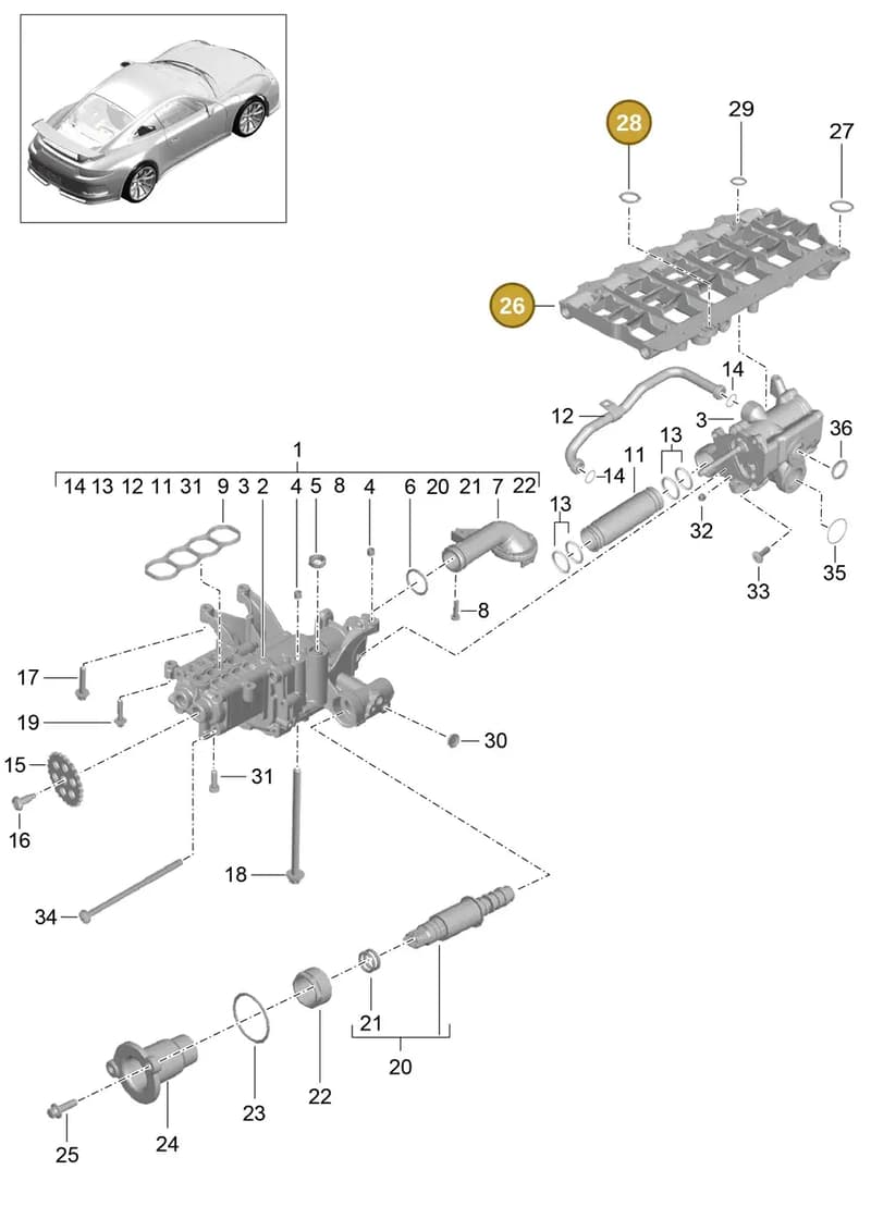 99951270901 — Porsche 911 (2013-2020) diagram p41104000, position 26+28