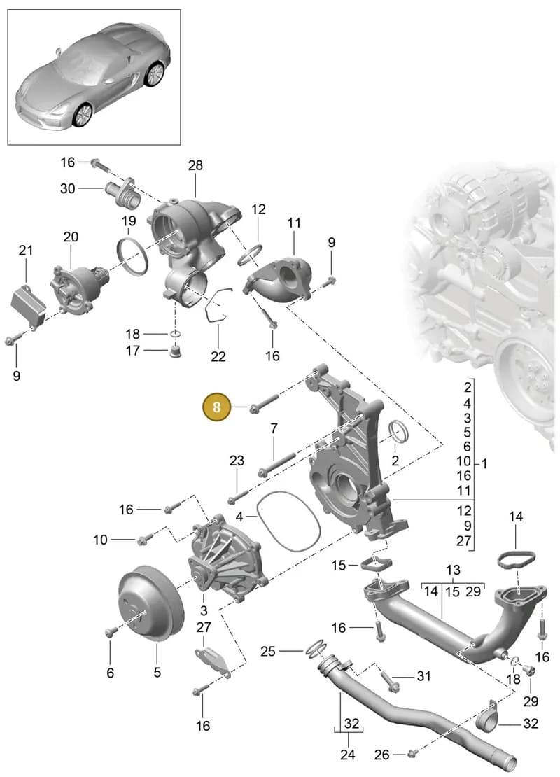 99951270901 — Porsche Boxster Spyder (2015-2016) diagram p46105000, position 8