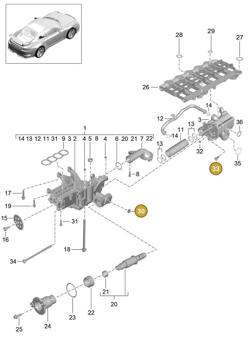 99951274301 — Porsche 911 (2013-2020) diagram p41104000, position 33+30
