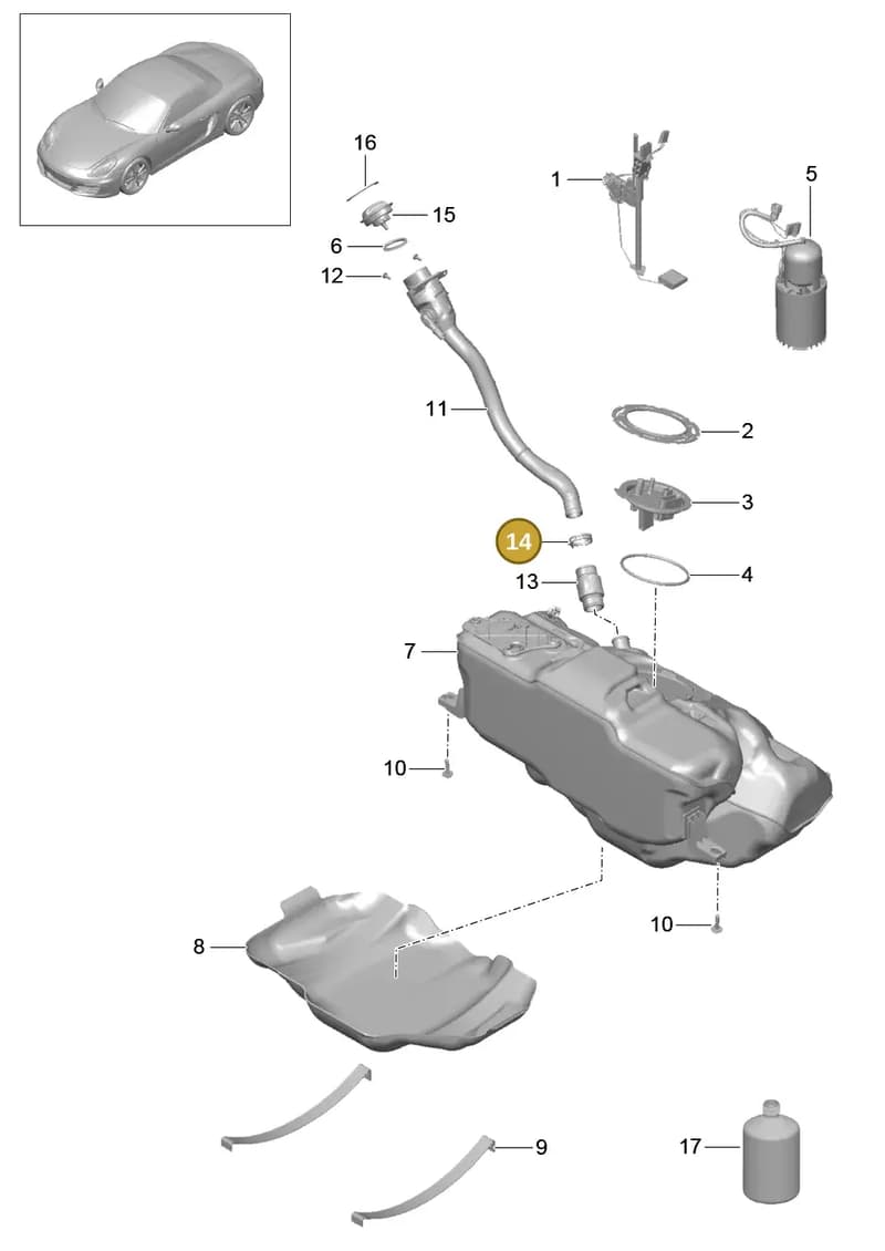 99951274801 — Porsche Boxster (2012-2016) diagram p39201000, position 14