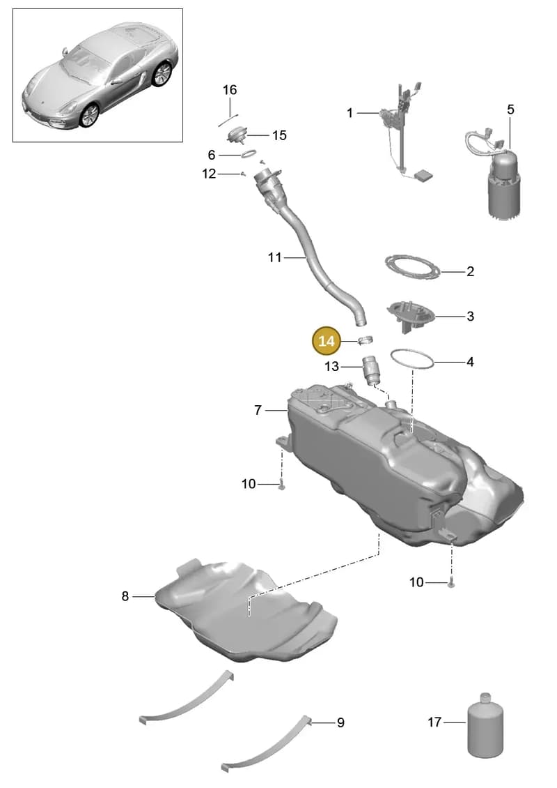 99951274801 — Porsche Cayman (2013-2016) diagram p40201000, position 14